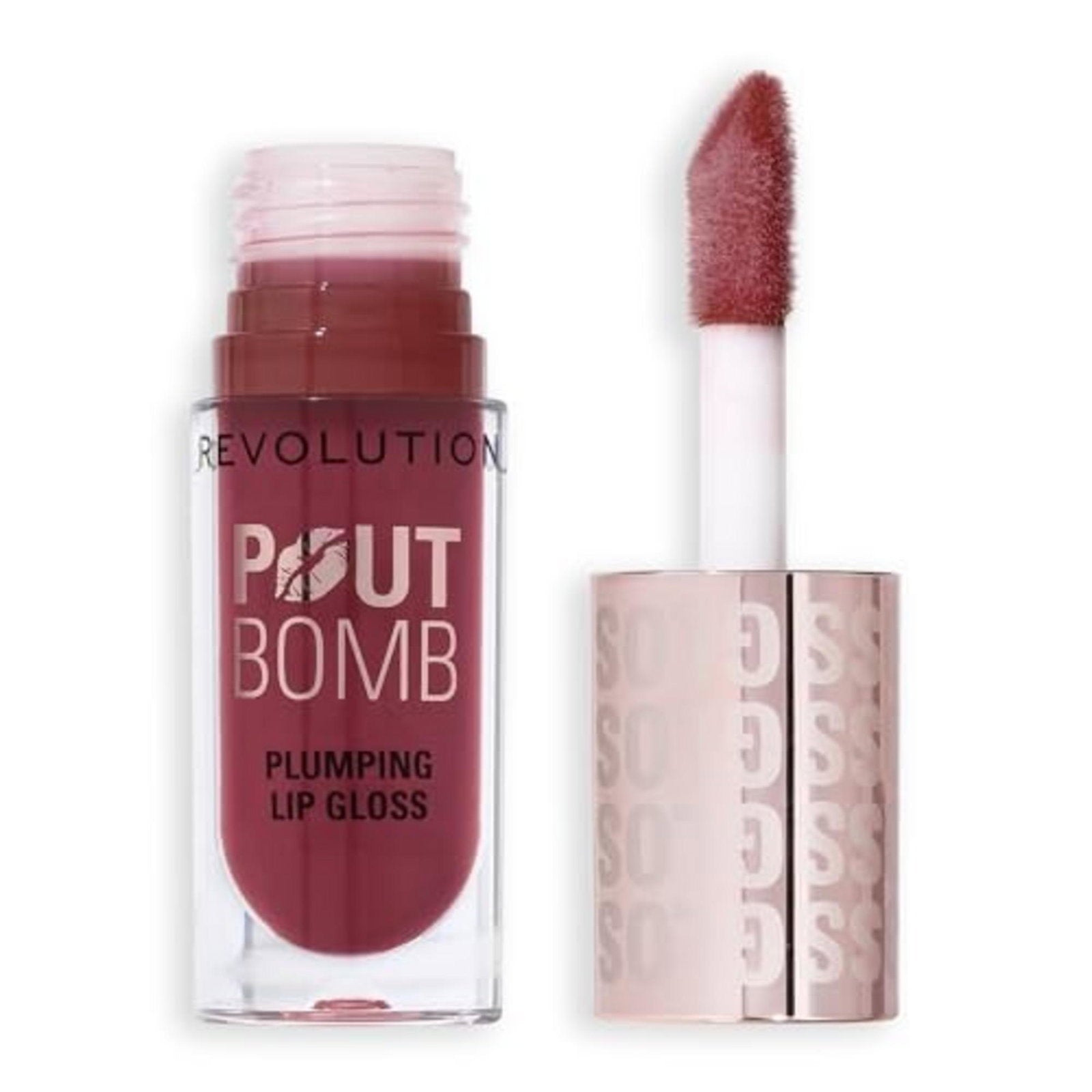 Makeup Revolution, Pout Bomb, Plump, Lip Gloss, Rosewood Rose, 4.6 ml