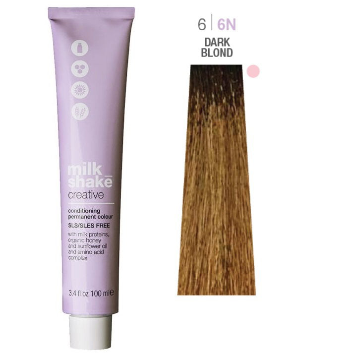 Milk Shake, Creative, SLS/SLES-Free, Permanent Hair Dye, 66N Dark Blond, 100 ml