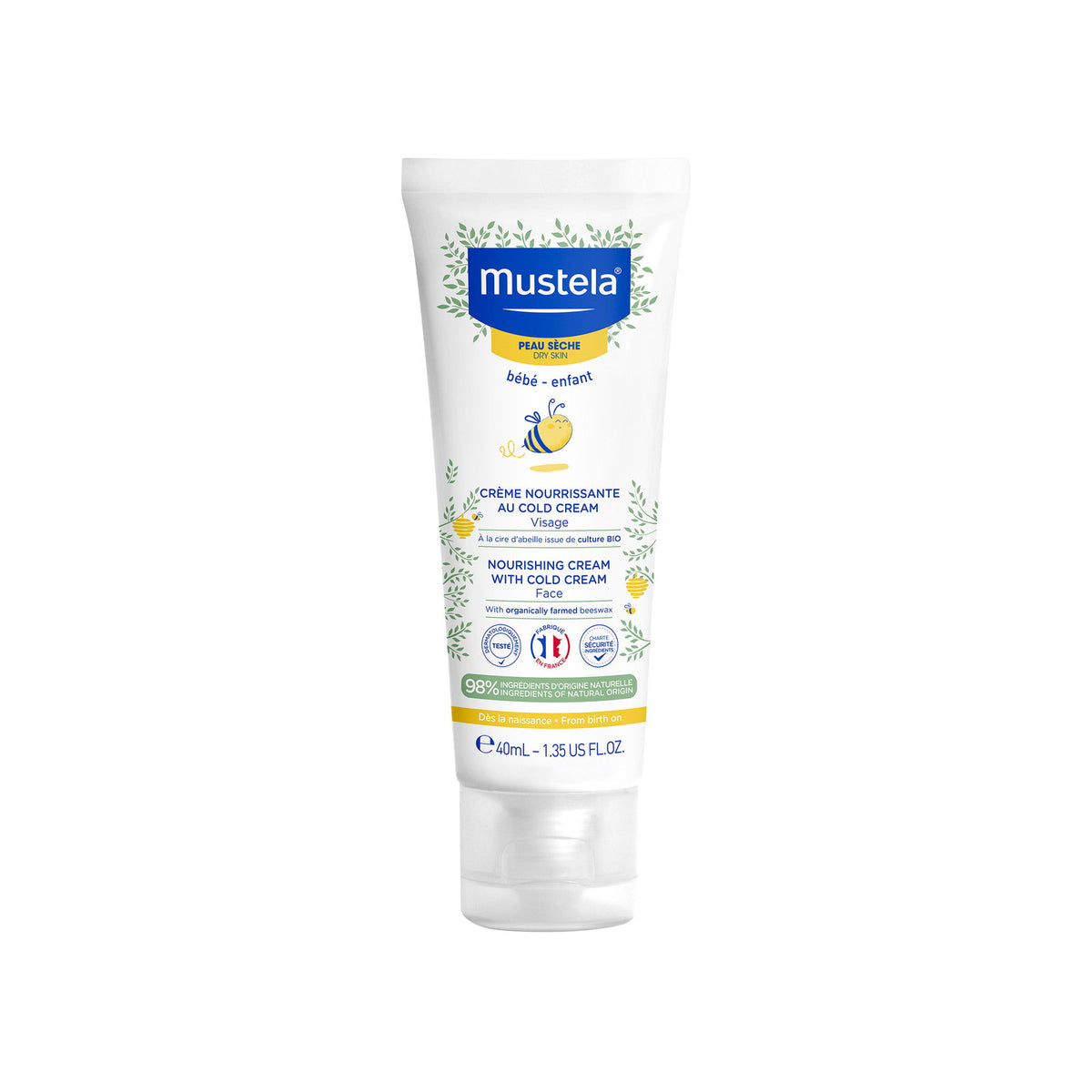 Mustela, Cold Cream, Natural Beeswax, Nourishing, Cream, For Face, 40 ml