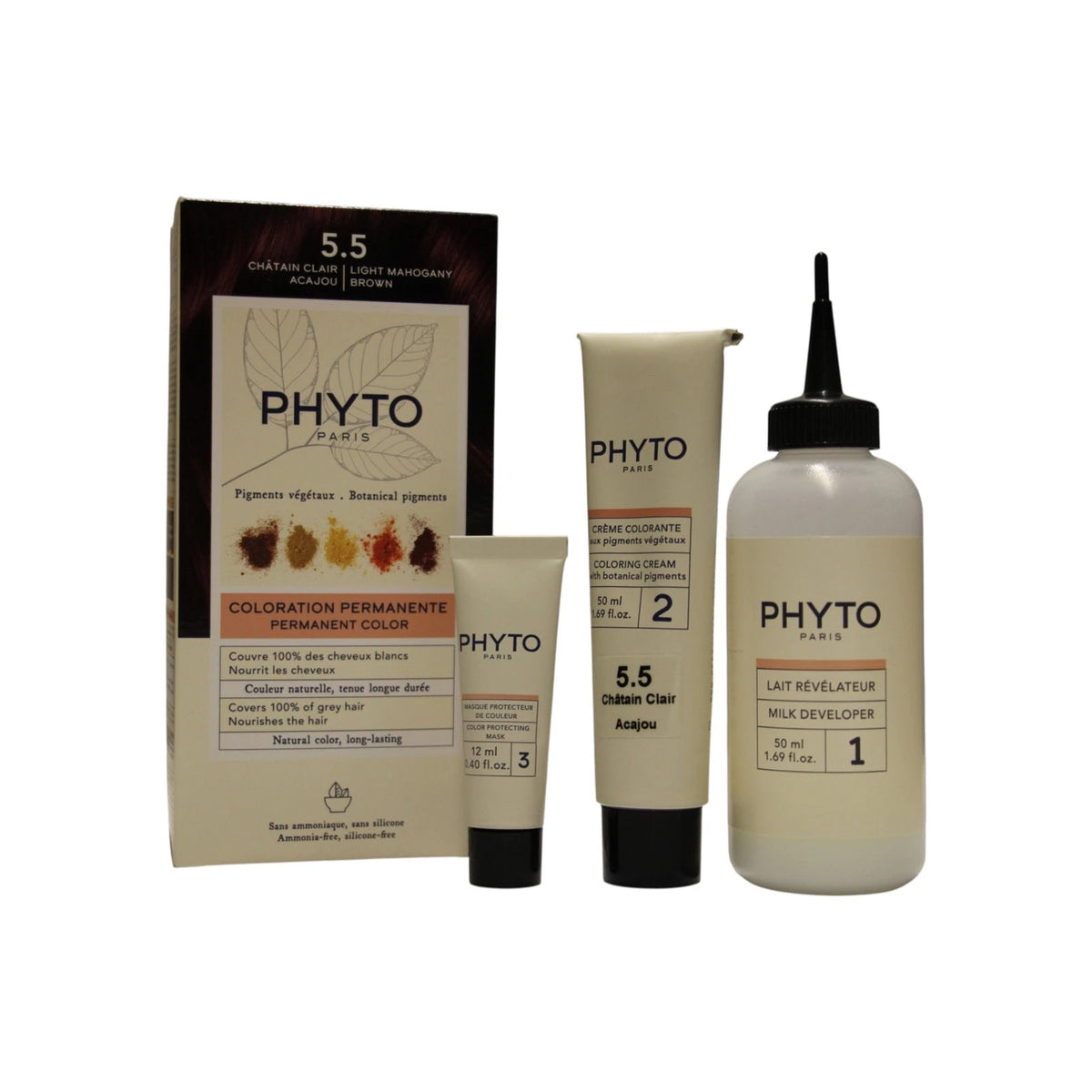 Phyto Color Kit Tinta Permanente per Capelli 5.5 Castano Mogano Chiaro 50 ml