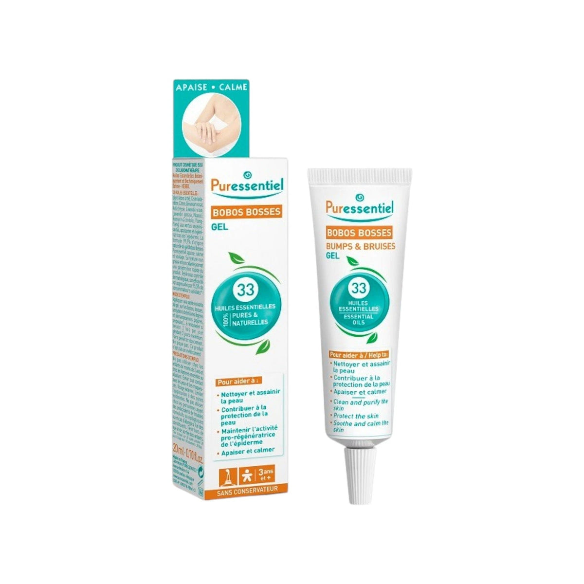 Puressentiel, Bobos Bosses, Essential Oils, Soothing & Calming, Local Treatment Gel, For Bumps & Bruises, All Over The Body, 20 ml