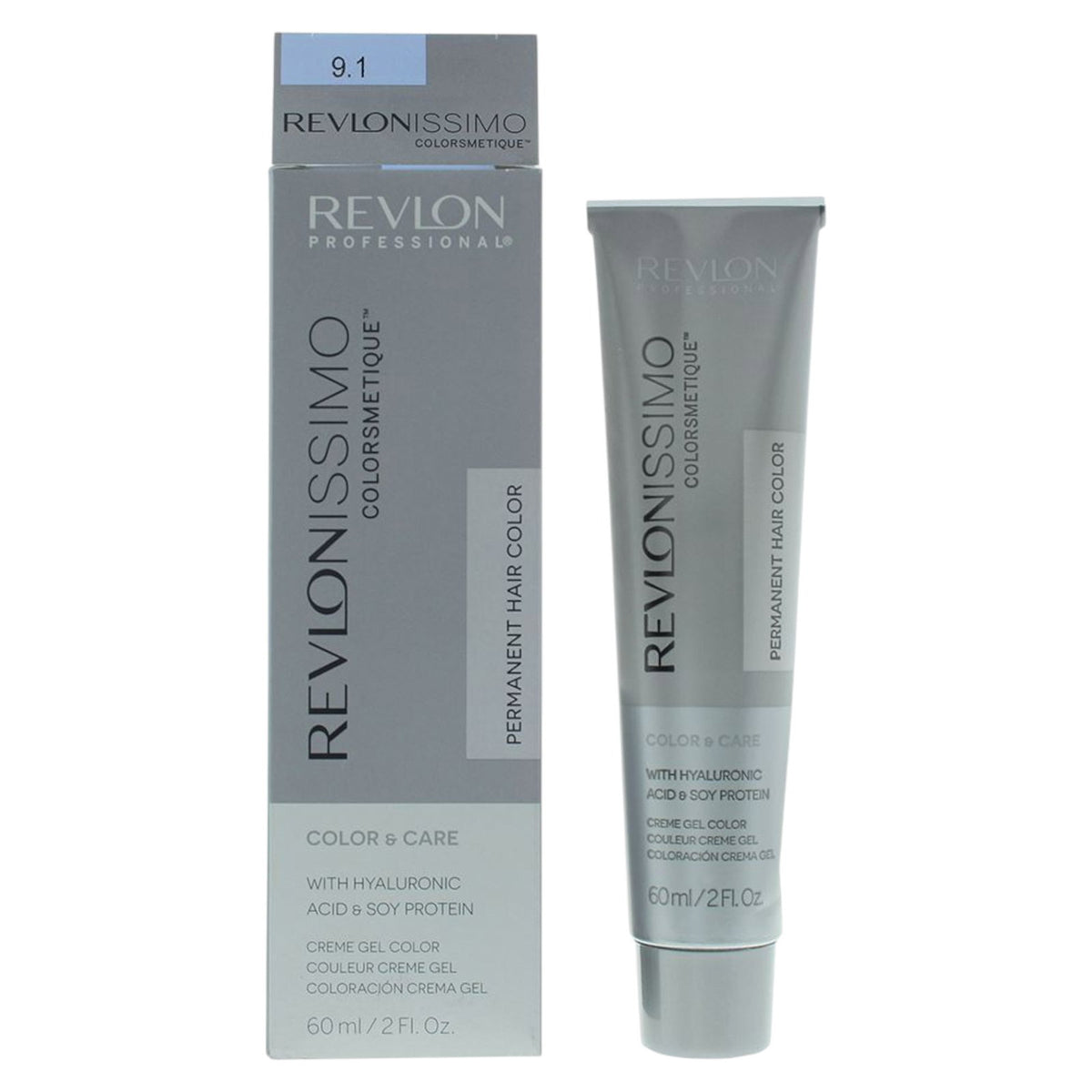 Revlon, Revlonissimo Colorsmetique, Hyaluronic Acid, Permanent Hair Dye, 9.1 Very Light Ash Blonde, 60 ml
