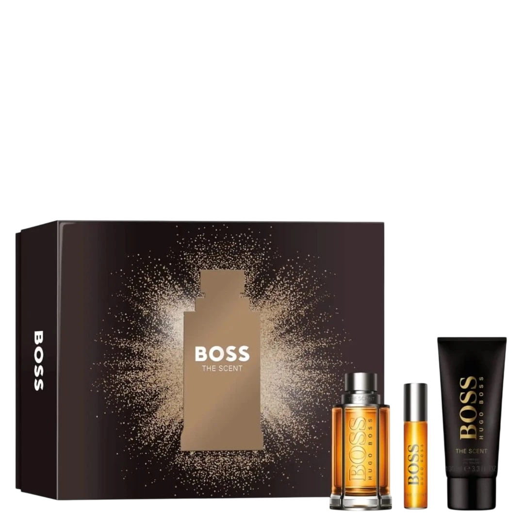 Set Hugo Boss: The Scent, Eau De Toilette, For Men, 10 ml + The Scent, Eau De Toilette, For Men, 100 ml + The Scent, Cleansing, Shower Gel, For All Skin Types, 100 ml