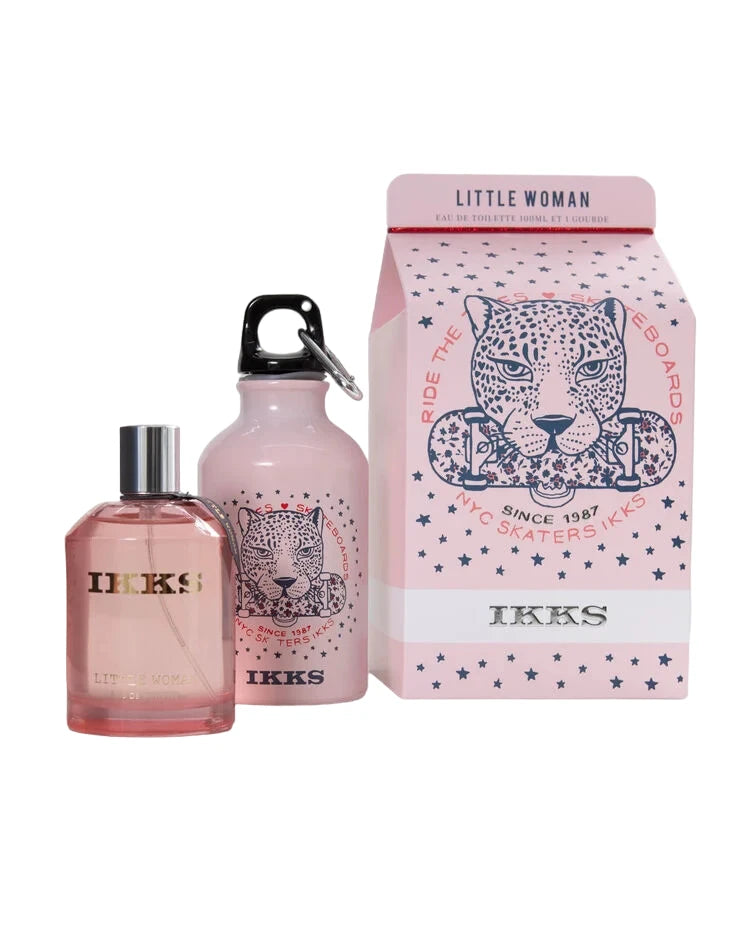 IKKS Little Woman Eau de Toilette 100 ml Gift Set with Pink Glass Water Bottle Ikks