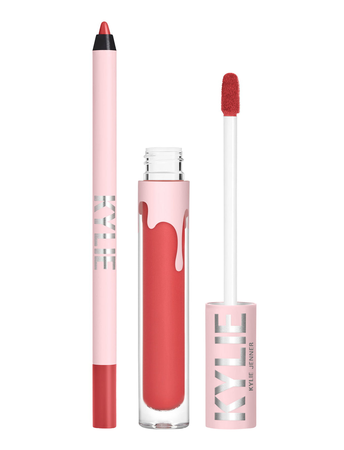 Set Kylie Cosmetics: By Kylie, Liquid Lipstick, 503, Bad Lil Thing, 3 ml + By Kylie, Pencil, Lip Liner, Bad Lil Thing, 1.1 g
