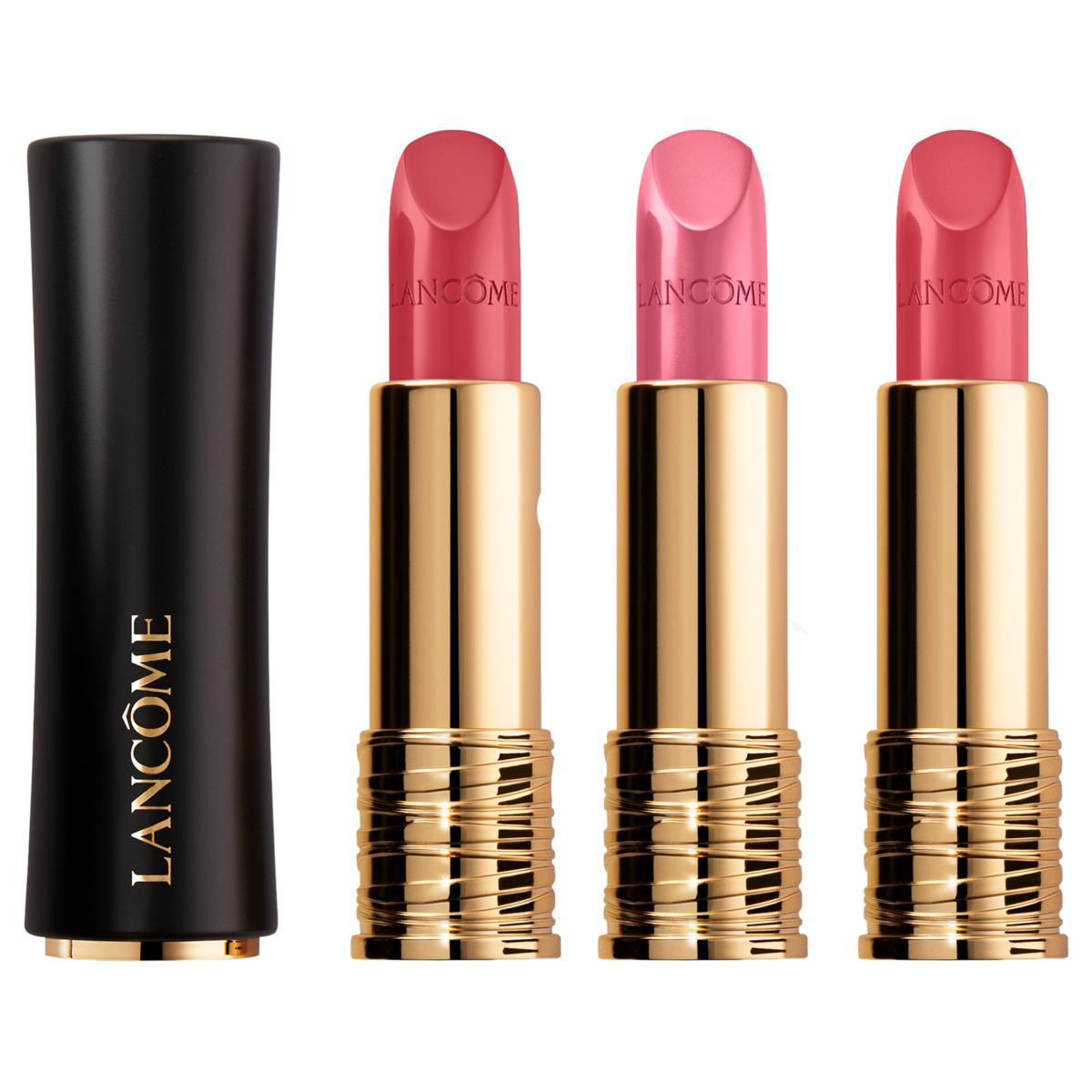 Set Lancome: L’Absolu Rouge, Cream Lipstick, 132, Caprice de Rouge, 3.4 g + L’Absolu Rouge, Cream Lipstick, 11, Rose Nature, 3.4 g + L’Absolu Rouge, Cream Lipstick, 06, Rose Nu, 3.4 g