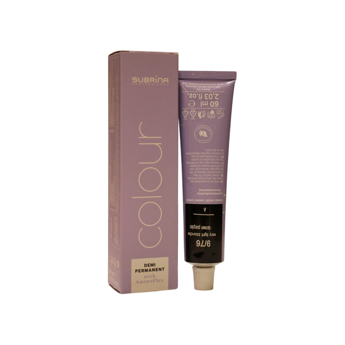 Subrina Professional Colore Demi Permanente 9/76 Biondo Perla Viola Molto Chiaro 60 ml