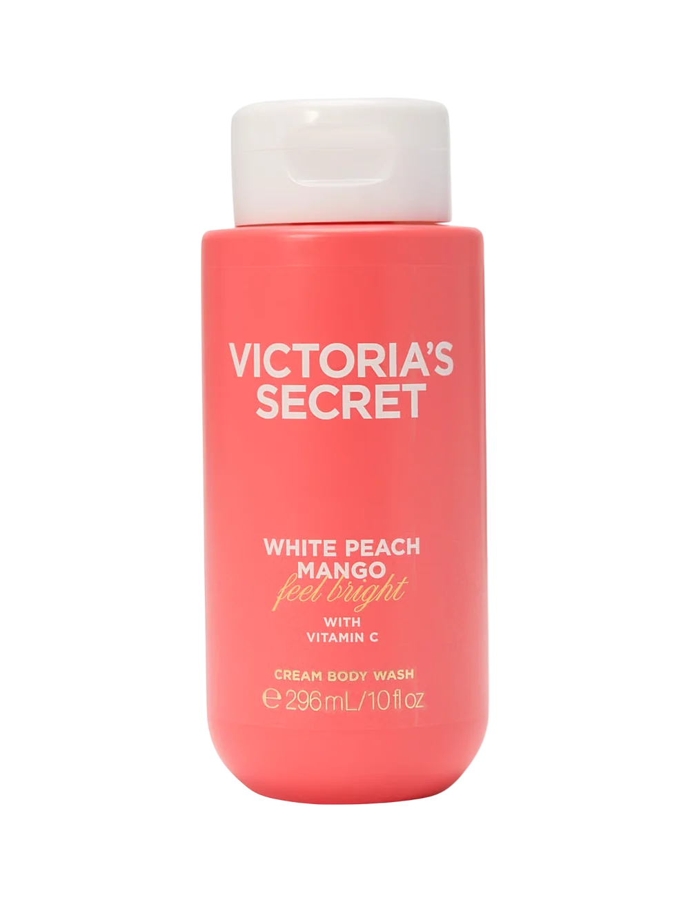 Victoria's Secret Pesca bianca Mango Sensazione di luminosità Detergente corpo cremoso con vitamina C, 296 ml